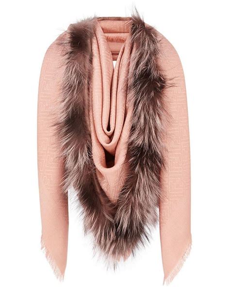 fendi womens pink touch of fur shawl|fendi scarf with fur trim.